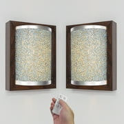 Kiven Battery Operated Wall Sconces with Remote Control,Rechargeable Rhinestones Glam Wall Sconces,Set of 2 Dimmable Wall Light for Bedside Living Room Decor